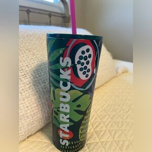 Starbucks Hawaii Collection Palm Leaf Tropical Fruit Stainless Steel Tumbler